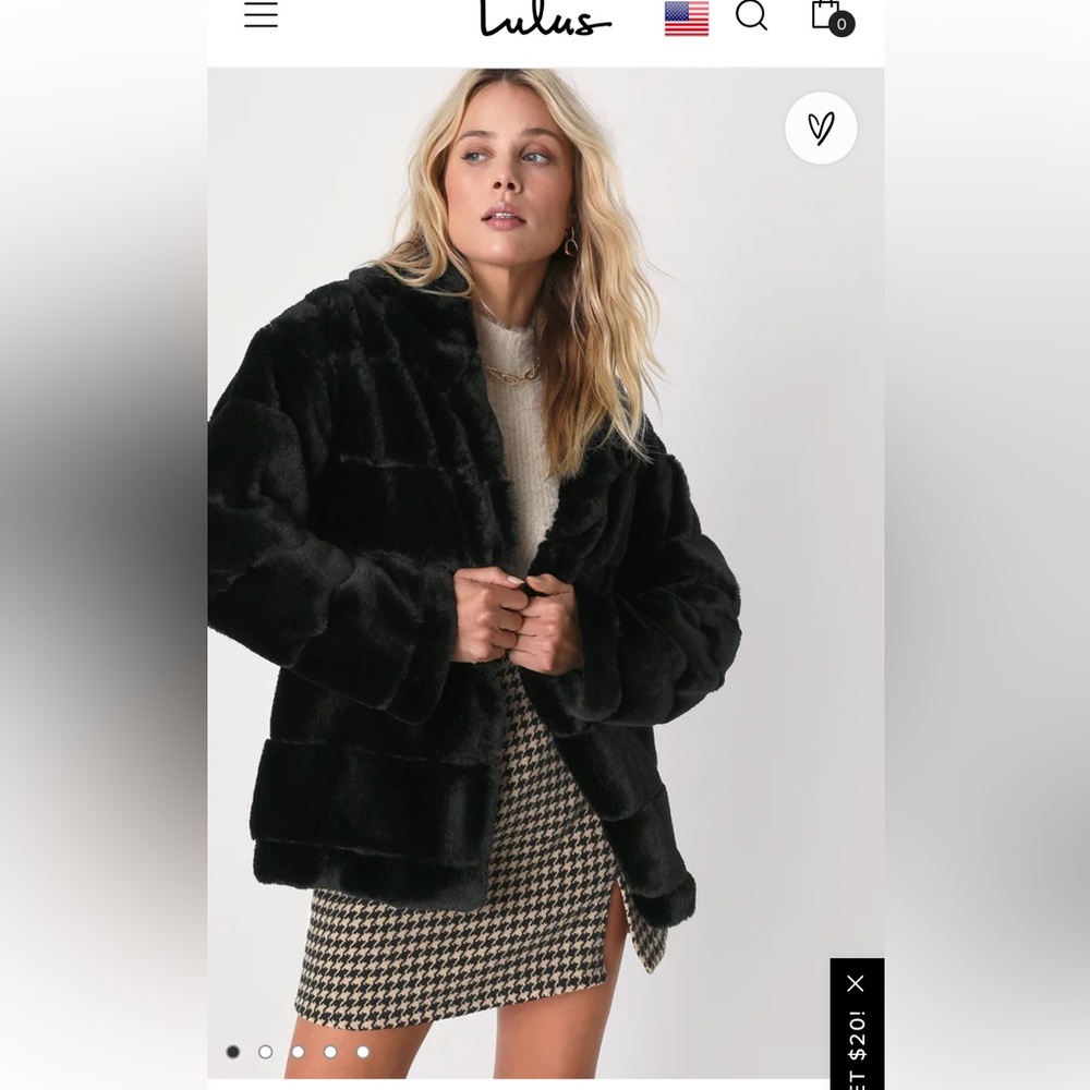 Lulus NWT Black Faux Fur Coat